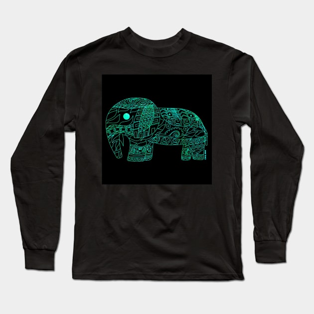 jade elephant ecopop pattern Long Sleeve T-Shirt by jorge_lebeau